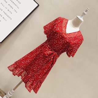 ĐẦM VOAN HOA ĐỎ