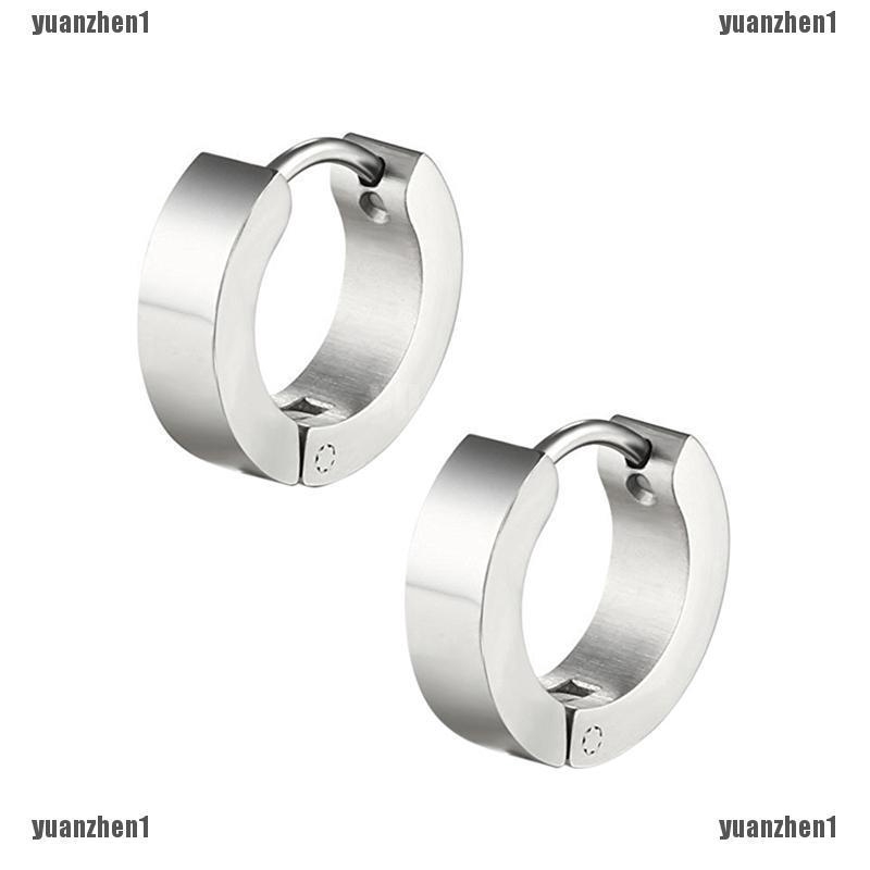 1 Đôi Khuyên Tai Tròn Bằng Thép Không Gỉ Cho Nam Nữ