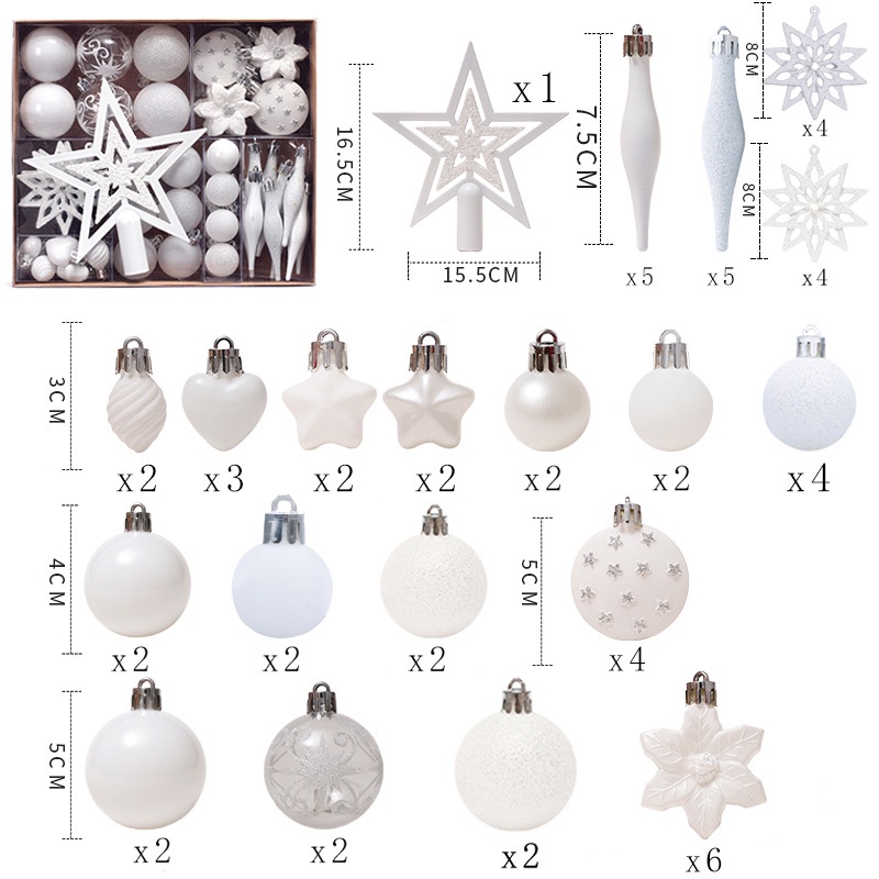 Bộ 58 Trái Châu Trang Trí Cây Thông Noel