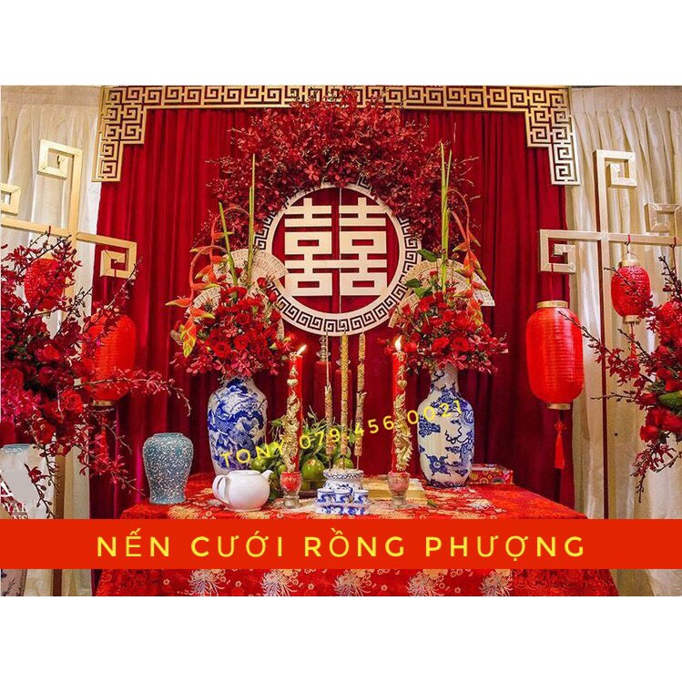 NẾN CƯỚI - ĐÈN CẦY RỒNG PHỤNG TRANG TRÍ GIA TIÊN (TẶNG KÈM NƠ TRANG TRÍ)