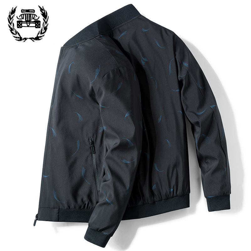 Jacket men's casual plain jacket multi-pocket stand collar jacket