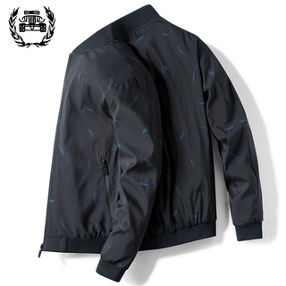 Jacket men's casual plain jacket multi-pocket stand collar jacket