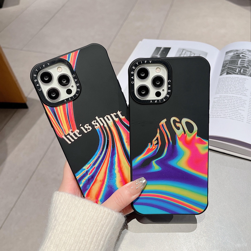 Ốp Điện Thoại Cạnh Thẳng Màu Aurora Cho iPhone13Pro iP12Pro XS iPhone11 12Promax 13Promax 11 12 13 7P