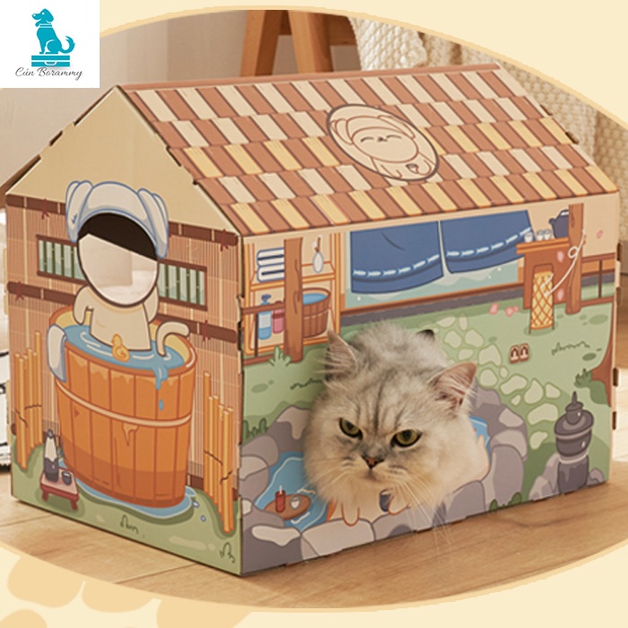 Nhà cho mèo BORAMMY chất liệu catton tự lắp ráp