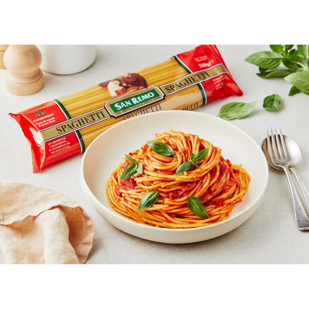 [HÀNG MỚI VỀ]  Mì Spaghetti San Remo Số 5 sợi tròn gói 500g - San Remo Spaghetti Pasta No.5