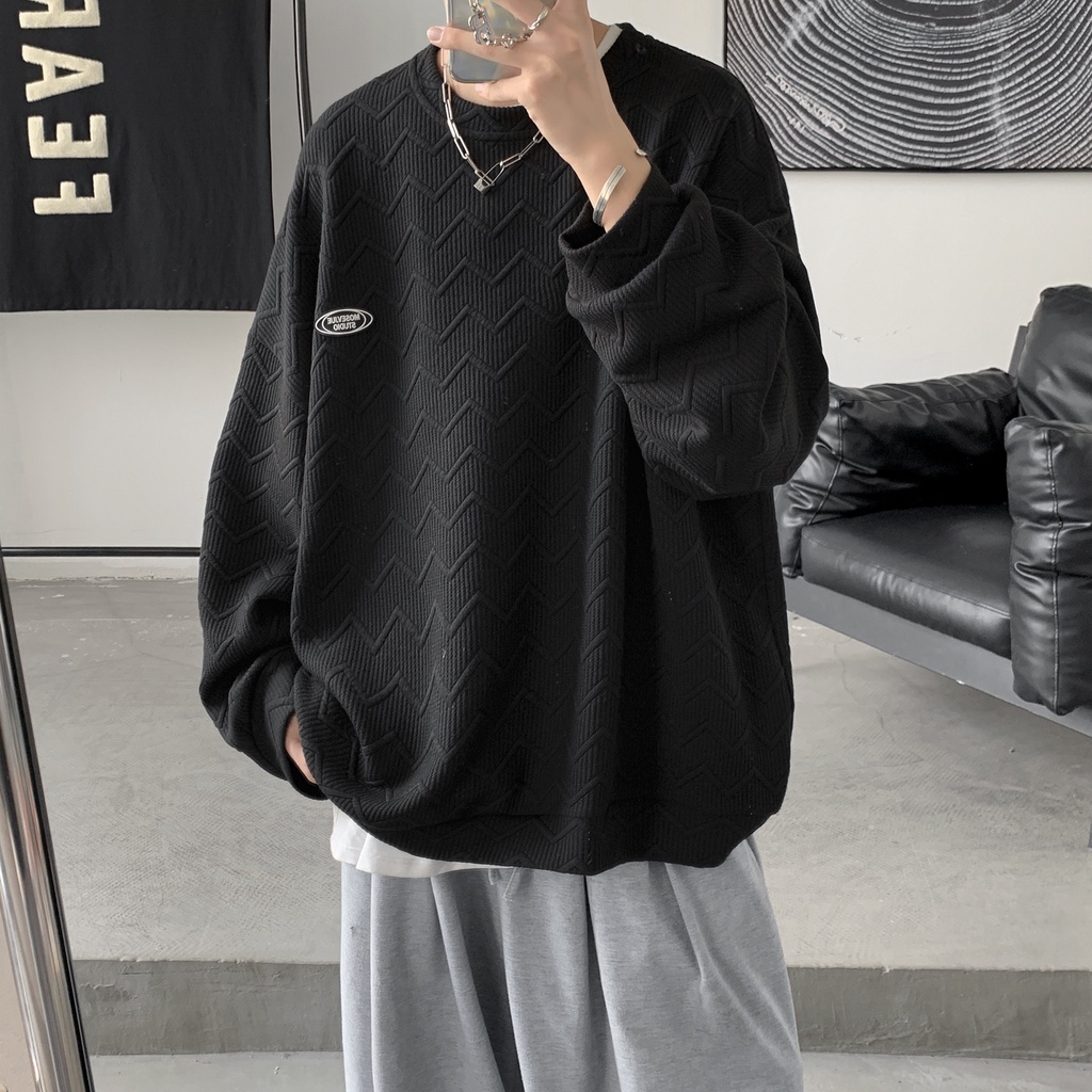 Áo sweater cổ tròn thiết kế dáng rộng phong cách đường phố Hàn Quốc thời trang xuân thu cho nam | BigBuy360 - bigbuy360.vn