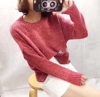 Áo len nhung croptop
