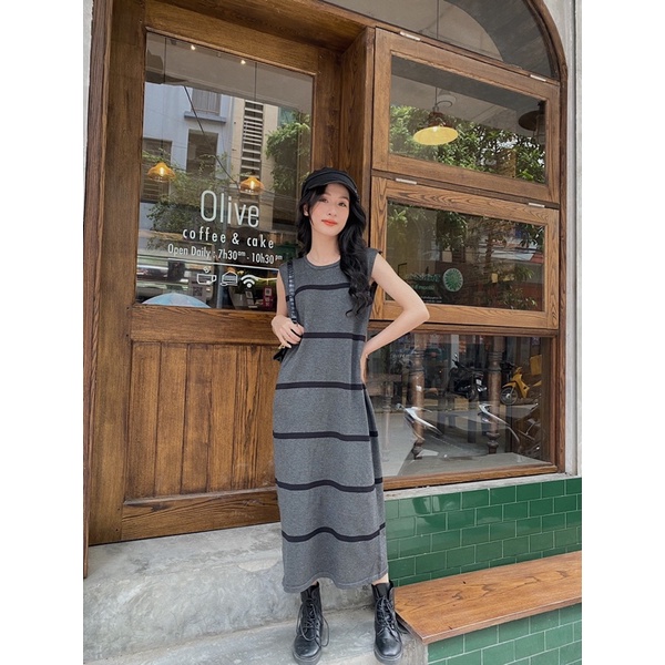Váy tanktop maxi kẻ ngang