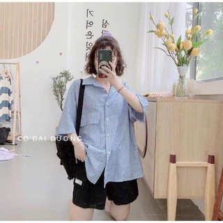 Sale - áo sơ mi túi hộp kẻ caro xanh đen form oversize ulzzang