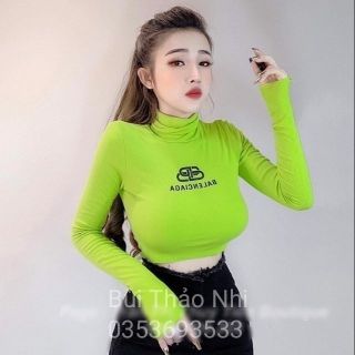 Áo croptop cổ lọ len tăm