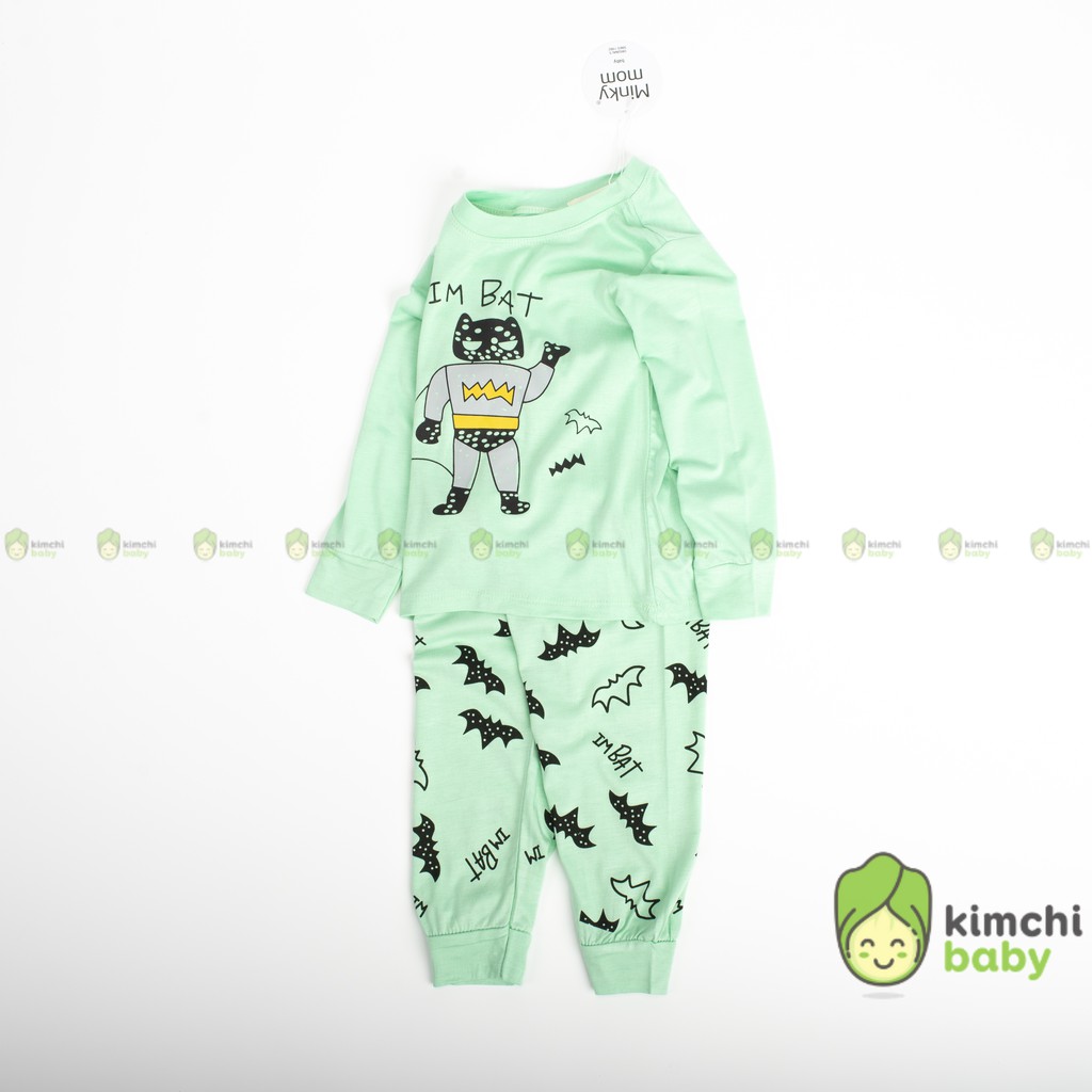 Đồ Bộ Bé Trai Minky Mom Vải Cotton Thun Lạnh In Hình Siêu Nhân, Bộ Dài Tay Cho Bé Mặc Nhà MKMTD2120