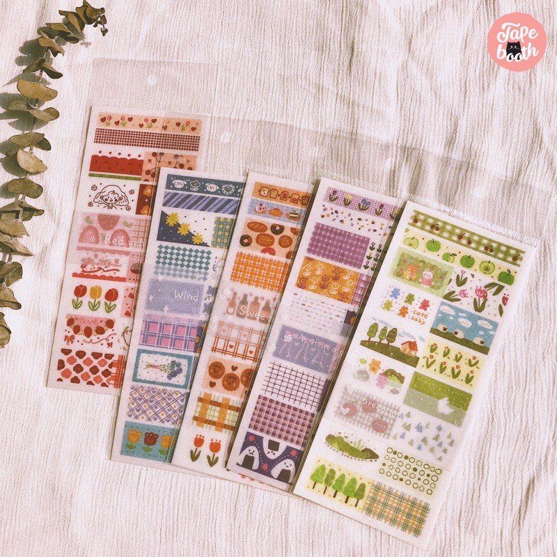 [Freeship] Hình dán sticker cute chủ đề washi tape dễ thương dán sổ