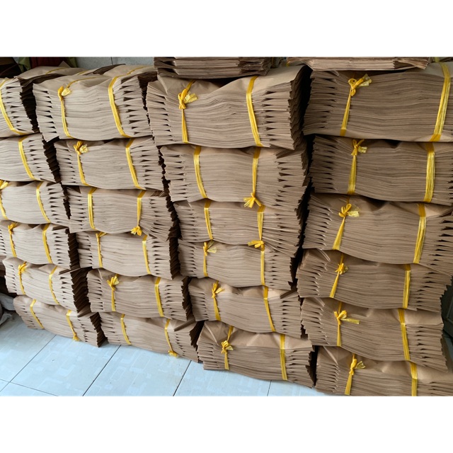 (100 cái) Túi giấy xi măng không quai - Túi giấy kraft