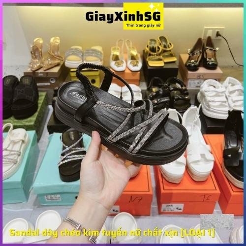 Sandal nữ dây chéo đính đá  chất xịn, hàng quảng châu Full Box bao đẹp