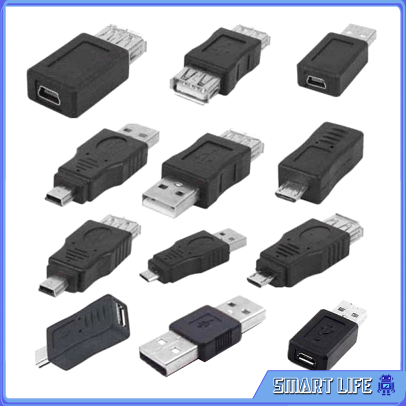 Set 12 Đầu Chuyển Đổi Otg Usb 2.0 A Male Sang Female Micro-B