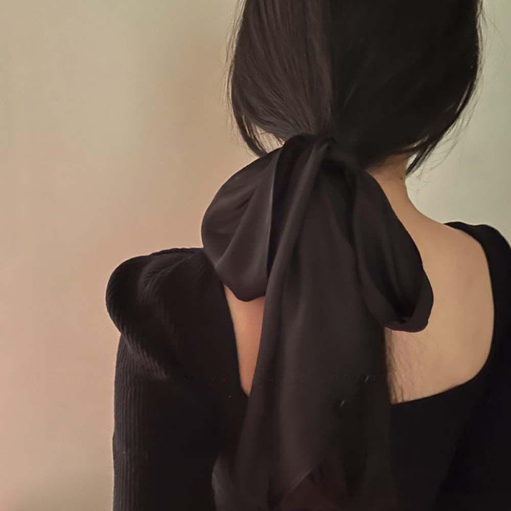 FORBETTER Khăn Quàng Cổ Vải Satin Màu Sắc Trơn Đa Năng Phong Cách Hàn Quốc