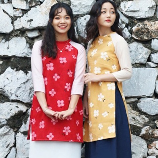 Áo dài cách tân hoa to