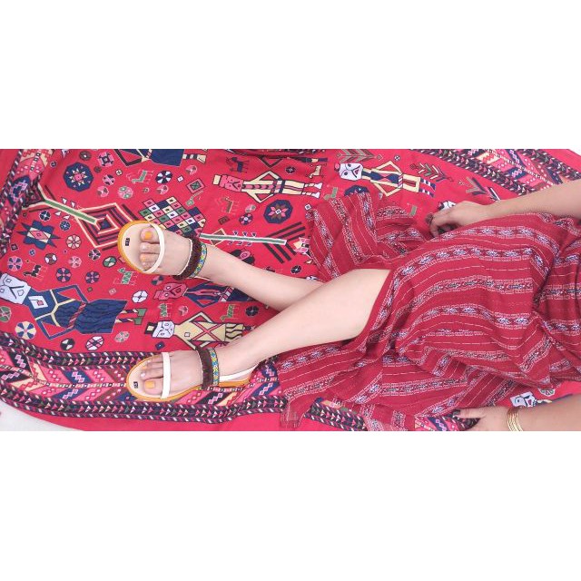 Dép Sandal Thổ Cẩm Boho Vintage Ảnh Thật Phía Sau