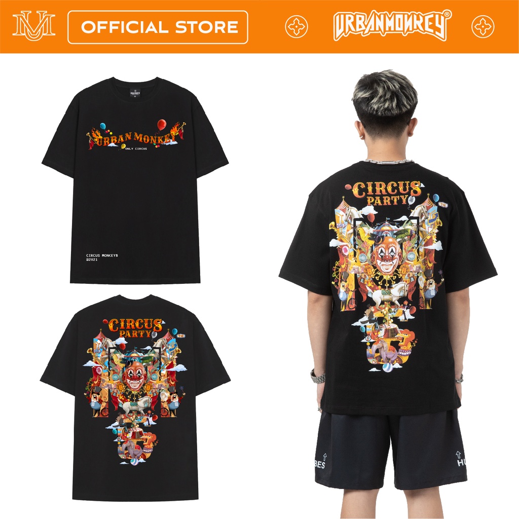 Áo Thun URBAN MONKEY CIRCUS Đen Chất Liệu Cotton 100% Thoáng Mát | MAN | WOMAN | T-SHIRT