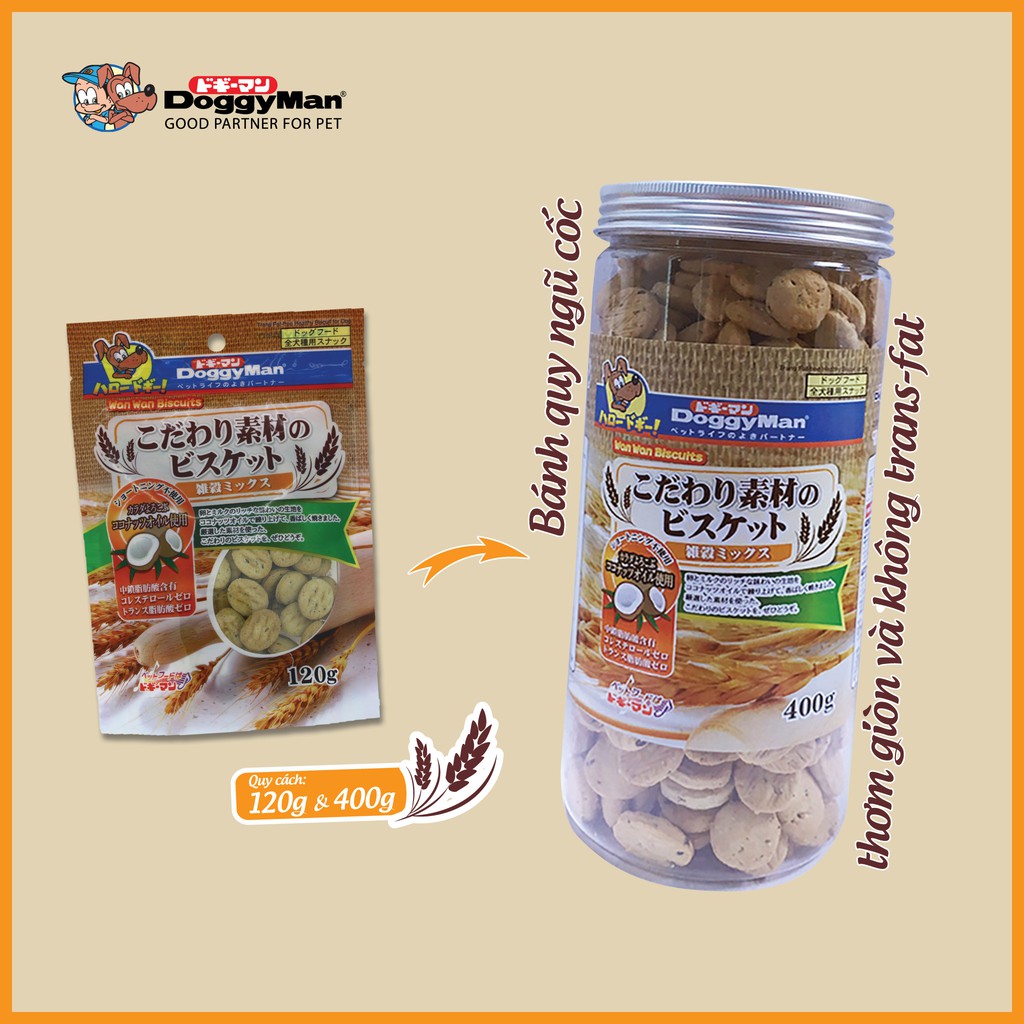 Bánh thưởng cho chó xốp quy ngũ cốc 400g Doggyman, thức ăn snack vặt huấn luyện cún Con Mèo Xiêm