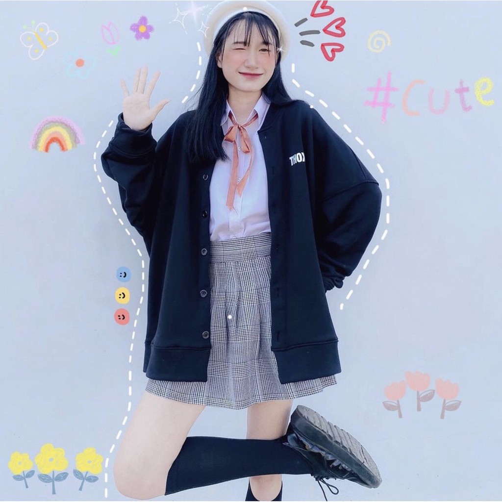 Áo Cardigan THO.XRI NỤ CƯỜI Ulzzang Unisex | BigBuy360 - bigbuy360.vn