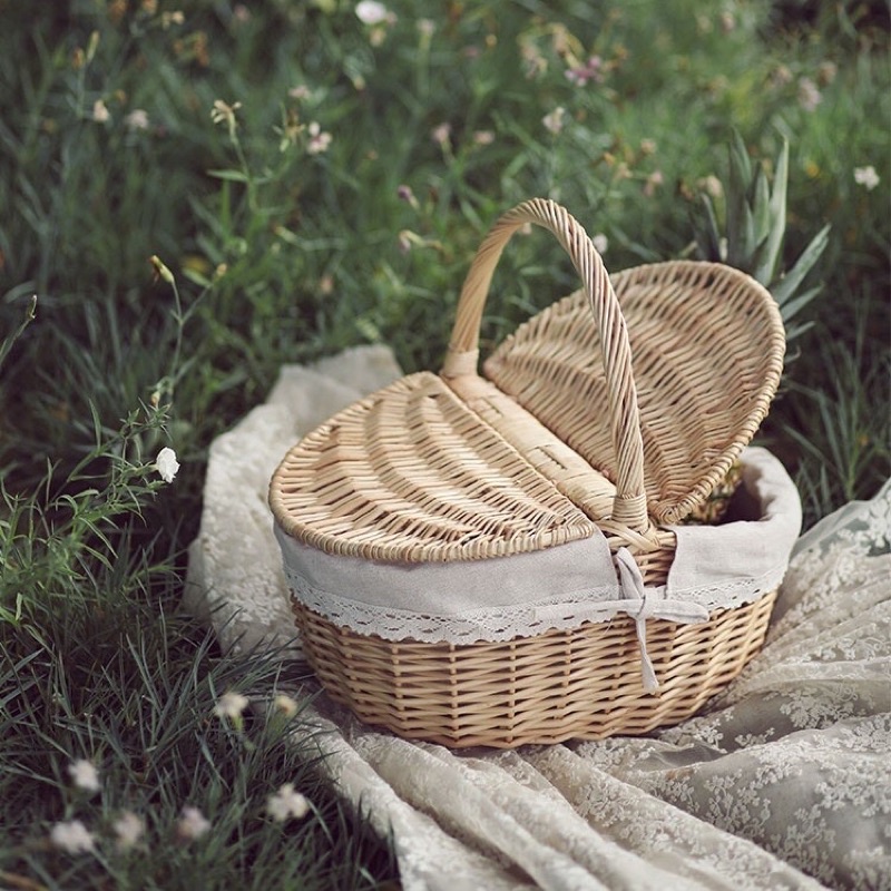 giỏ mây picnic có nắp