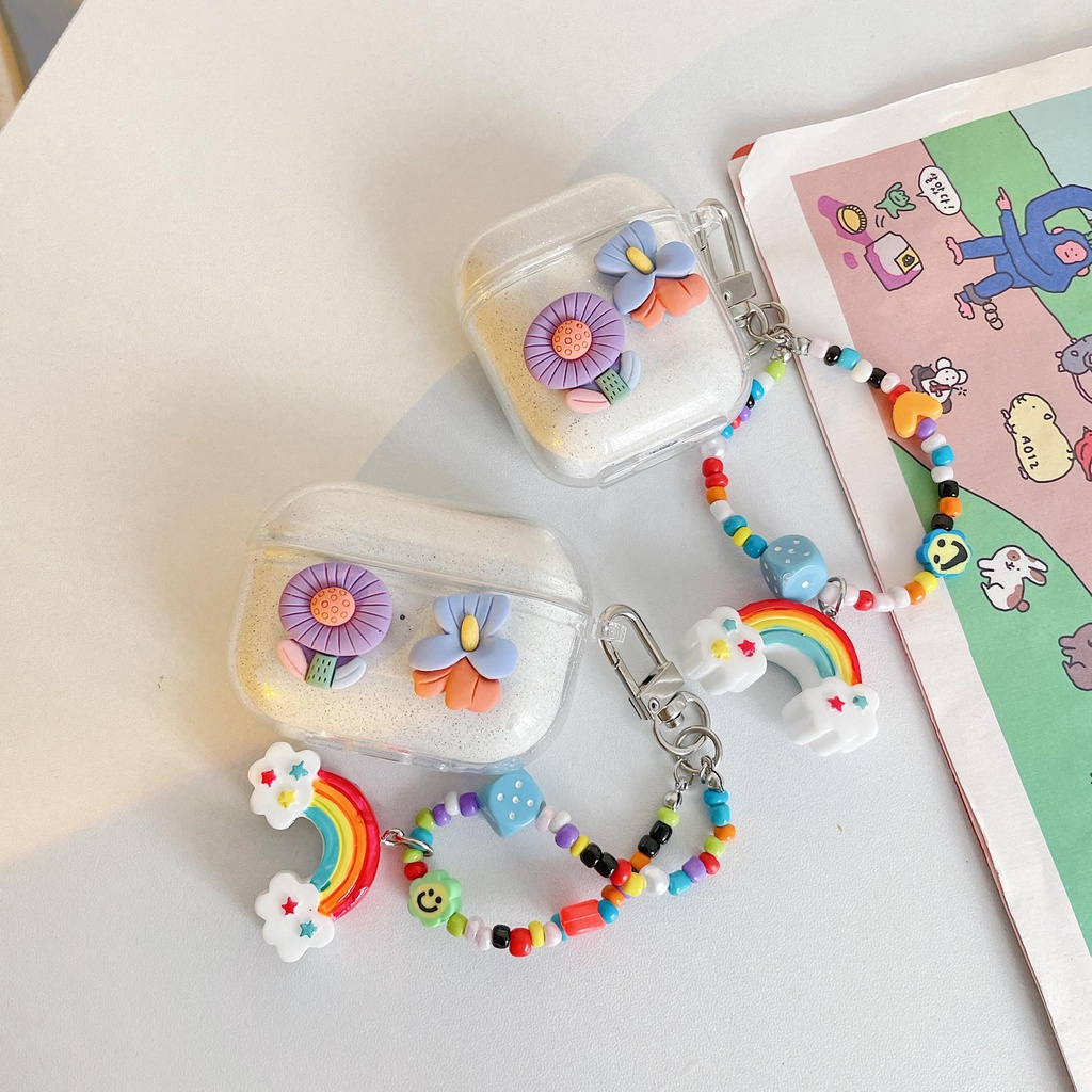 Vỏ bảo vệ hộp sạc tai nghe thích hợp cho Airpods pro airpods 1/2 màu cầu vồng