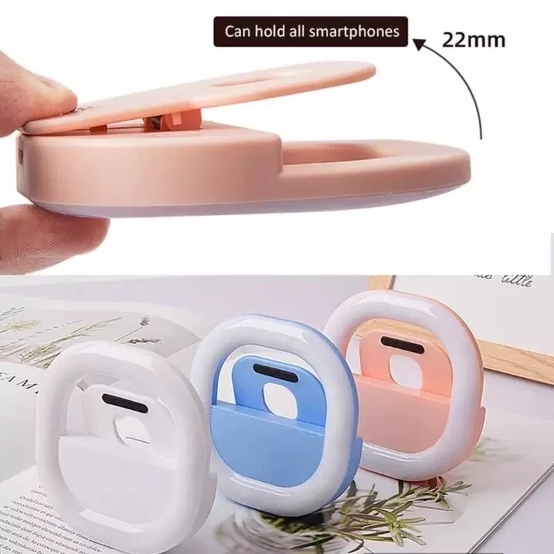 Đèn LED mini hình vuông kèm nhẫn đỡ điện thoại di động cho Iphone Samsung Xiaomi Huawei