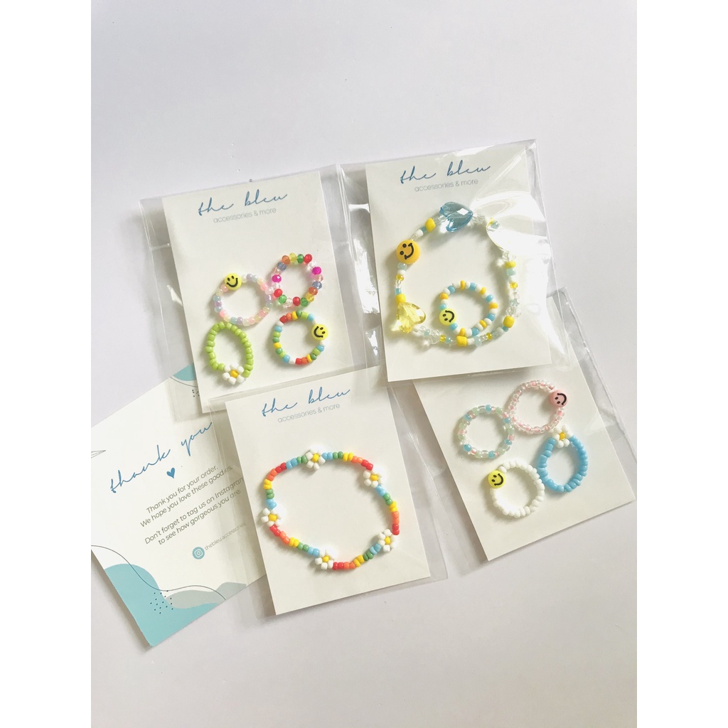 Nhẫn hạt cườm nhiều màu pastel handmade