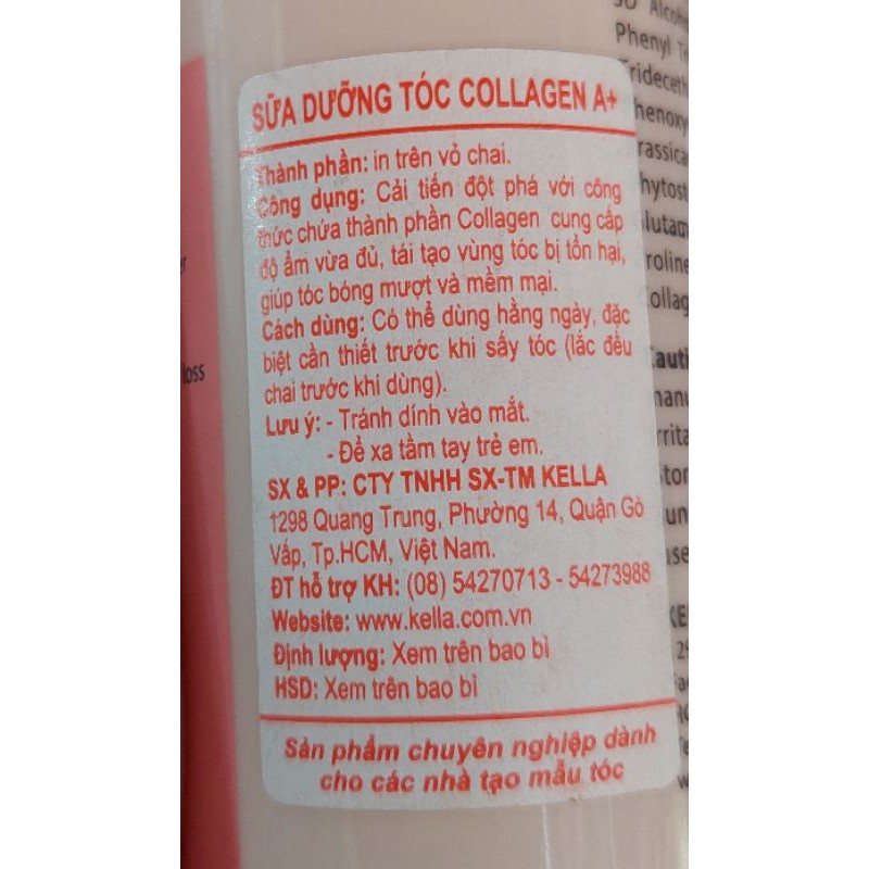 [Chính hãng]✅ Sữa dưỡng tóc KELLA Collagen A+ Cung cấp độ ẩm, tái tạo tóc hư hại,xơ rối.