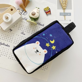 [Hình chụp thật] Bóp Viết Vải Canvas Gấu Trắng