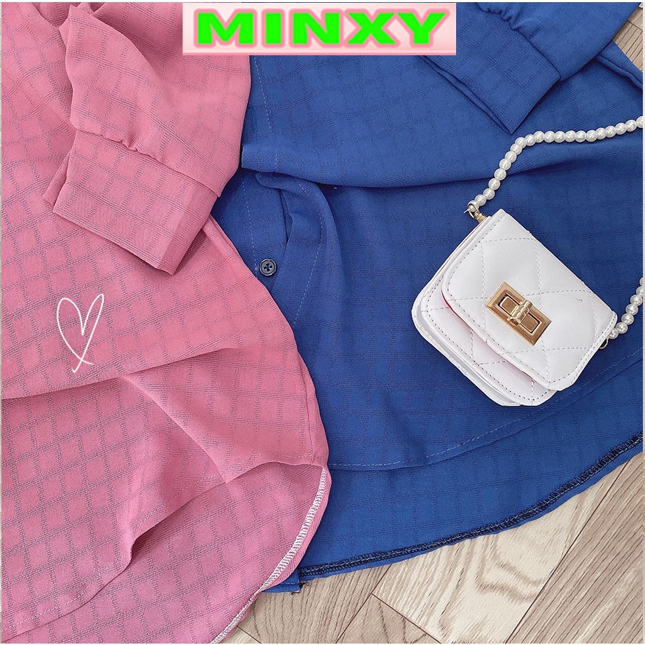 Áo sơ mi nữ dài tay,somi form rộng bigsize caro chất liệu đũi mềm mát, kiểu dáng trẻ trung phá cách-MINXY SHOP