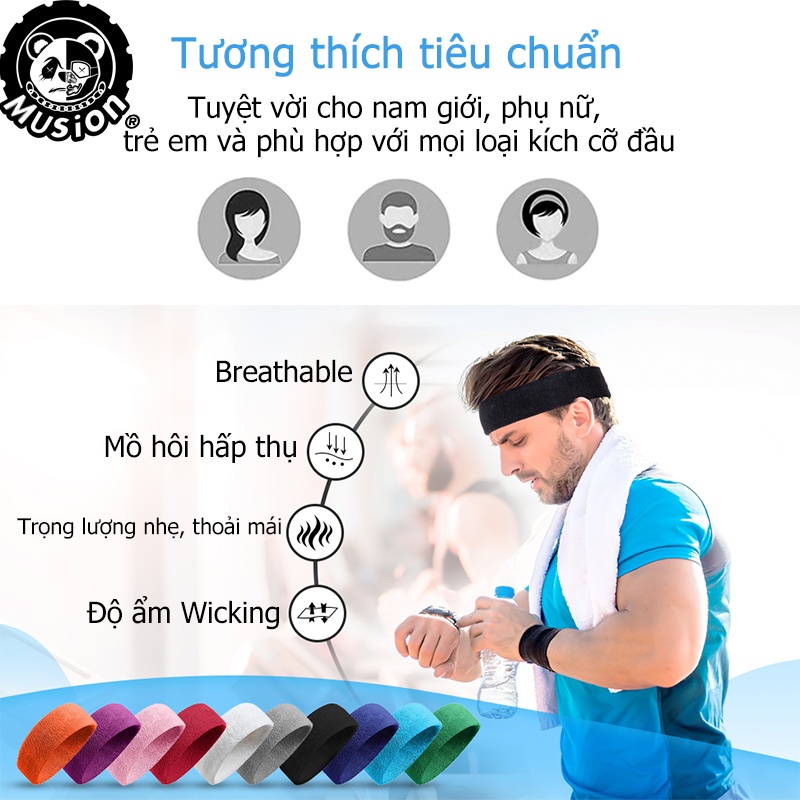 Băng đeo đầu bằng cotton thấm hút mồ hôi dùng khi tập thể thao
