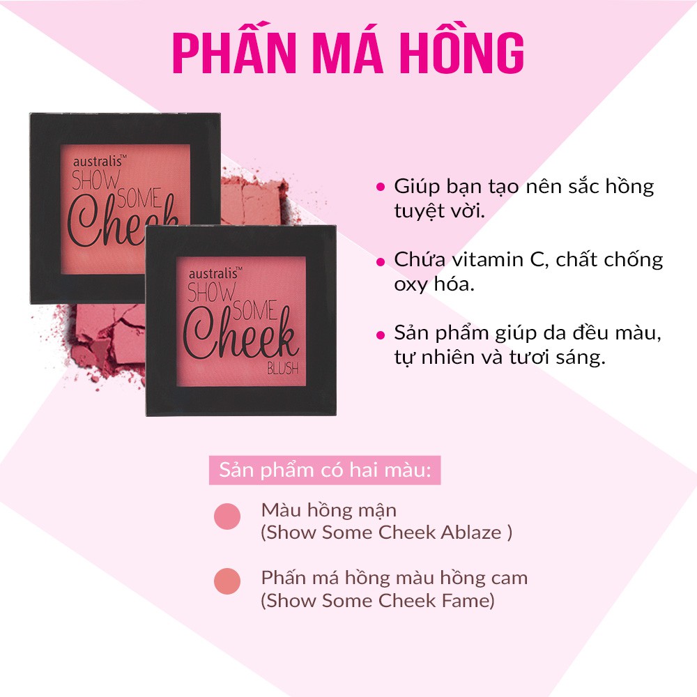 Phấn Má Siêu Mịn Lì Tông Hồng Cam Phấn Má Hồng Show Some Cheek Blush Australis