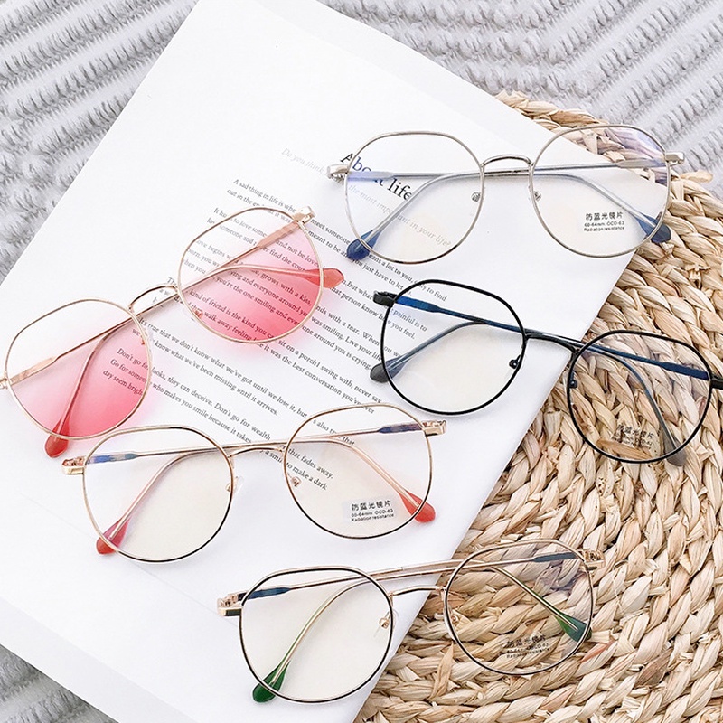Mắt kính gọng kim loại chống ánh sáng xanh cá tính dành cho phái nữ