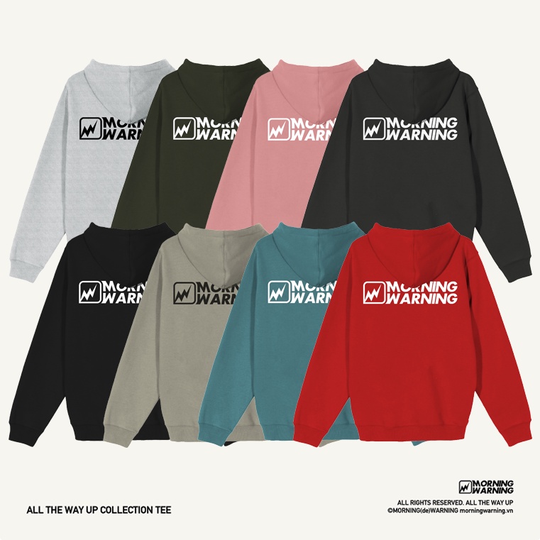 Áo hoodie local brand Logo Morning Warning, unisex nam nữ, form rộng