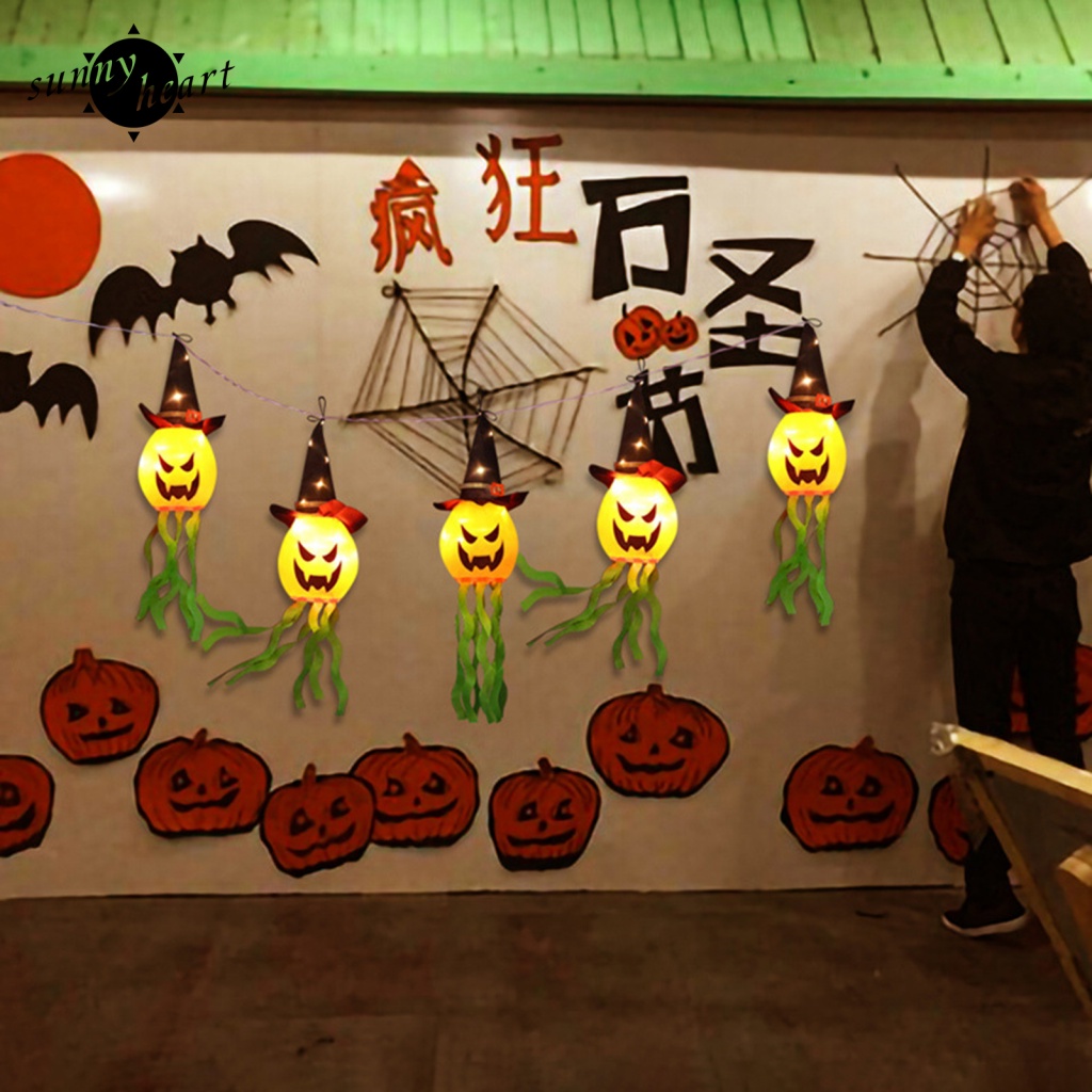 Sunnyheart Đèn Treo Trang Trí Lễ Hội Halloween Hình Ma Quỷ Bí Ngô Có Độ Sáng Cao Cho Lễ Hội Ngoài Trời