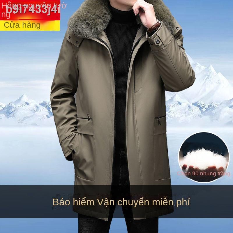 ﺴ Hengyuanxiang người đàn ông trung niên và cao tuổi áo khoác có chiều dài dày hơn để vượt qua mùa đông thể tháo rời lớp