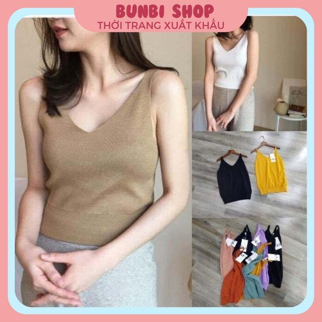 Áo 2 dây nữ cổ tim len lông cừu siêu mềm, Hàng việt nam xuất khẩu chuẩn đẹp