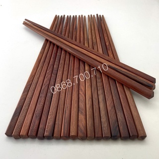 Đũa ăn gỗ Cẩm lai đầu vuông trơn - không sơn phủ - giữ nguyên vân gỗ tự nhiên - 10 đôi
