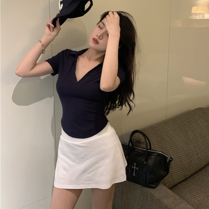 COZOK Set Áo Thun Tay Ngắn + Chân Váy Eo Cao Trẻ Trung Năng Động Cho Bạn Gái