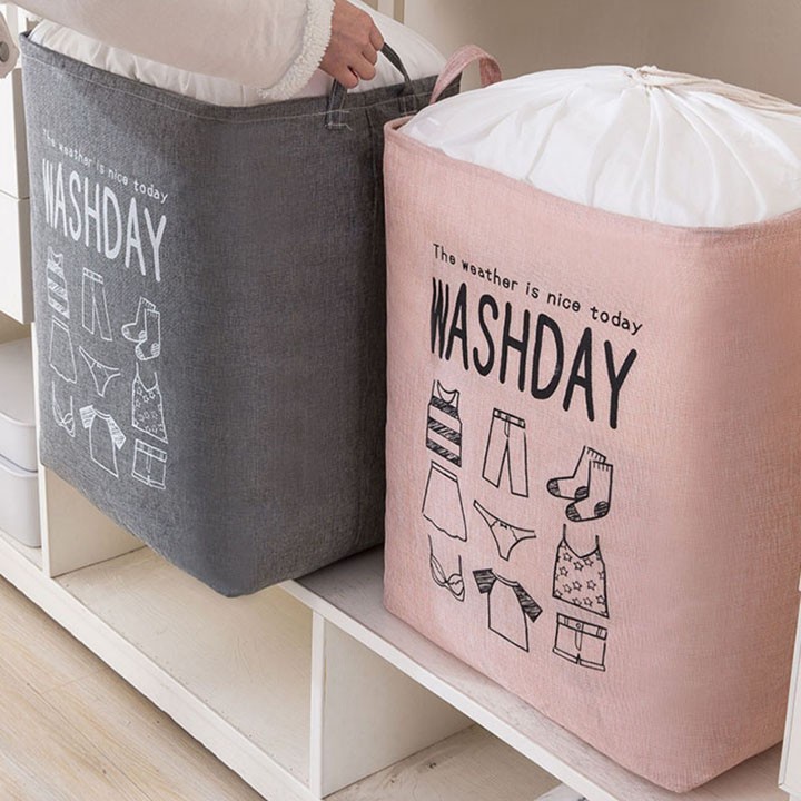 Giỏ Đựng Quần Áo Bằng Vải Cỡ Lớn, Túi Đựng Chăn Màn Đa Năng WASHDAY Có Thể Gấp Gọn Vintage Xinh Xắn 88307