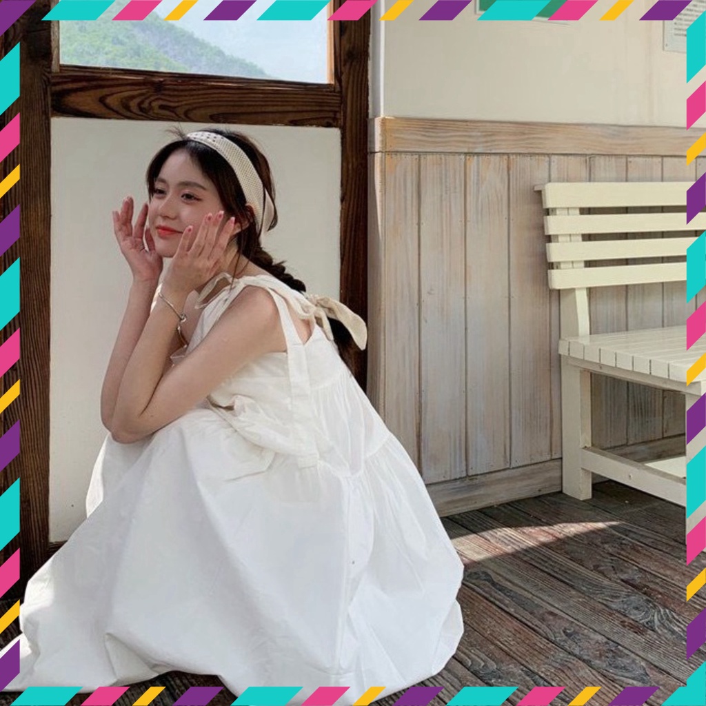 Đầm Nữ, Váy Nữ Babydoll 2 Dây Thắt Nơ Dáng Dài 3 Tầng Siêu Xinh | BigBuy360 - bigbuy360.vn