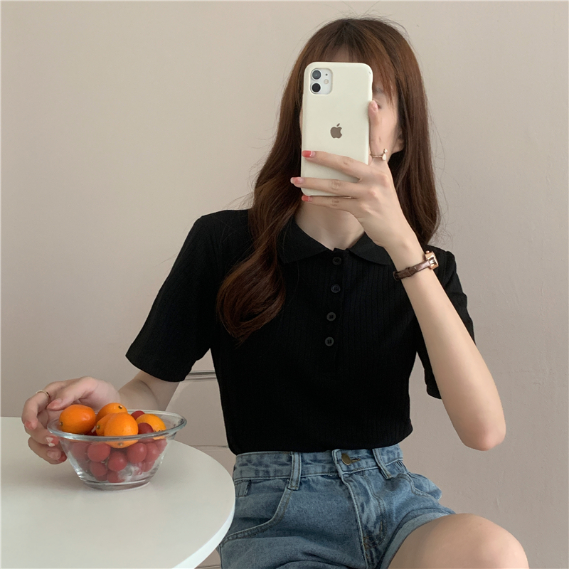 Áo kiểu SUXI ngắn tay dáng ôm phong cách Hàn Quốc thời trang mùa hè dành cho nữ