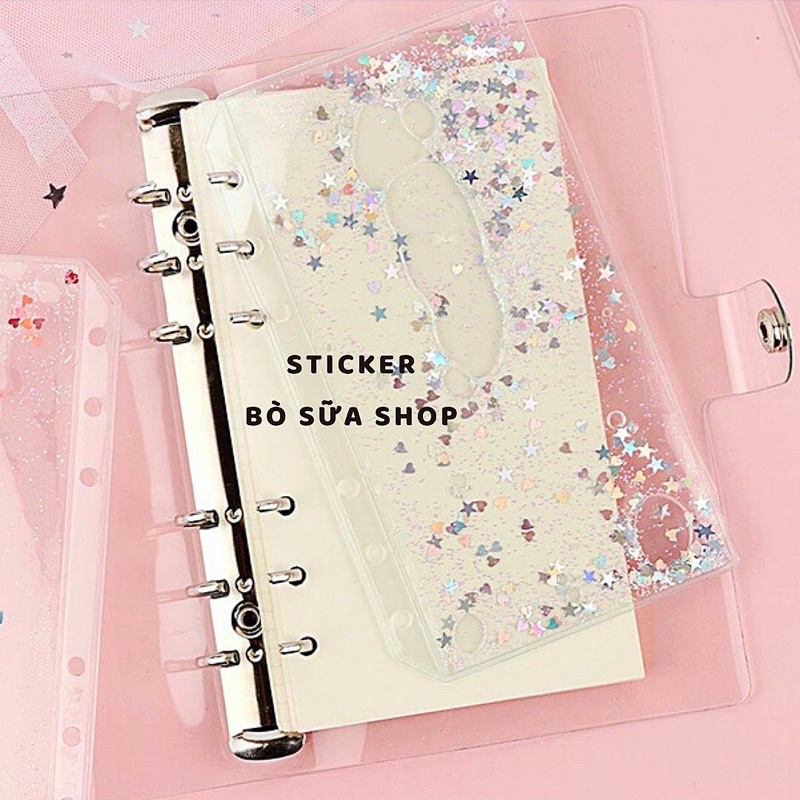 Bìa lấp lánh phân chia trang kim tuyến A6 stickerbosuashop