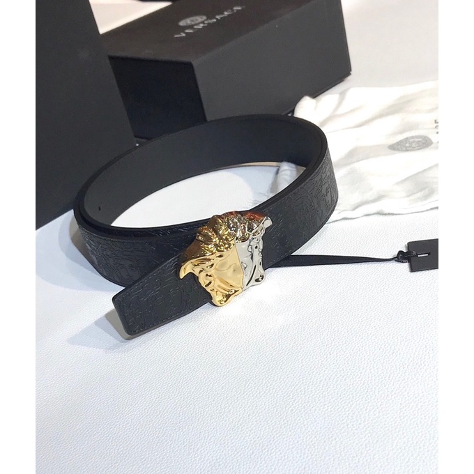 Thắt lưng da cho nam chất liệu da thật vân hình mặt người thương hiệu Versace cao cấp