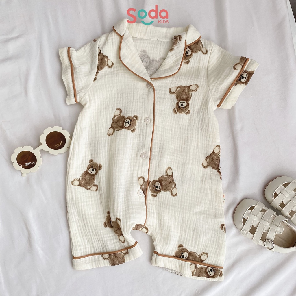 Bộ body cho bé SODA KIDS Bonnie pijama họa tiết Hàn Quốc chất liệu xô muslin mềm, mát