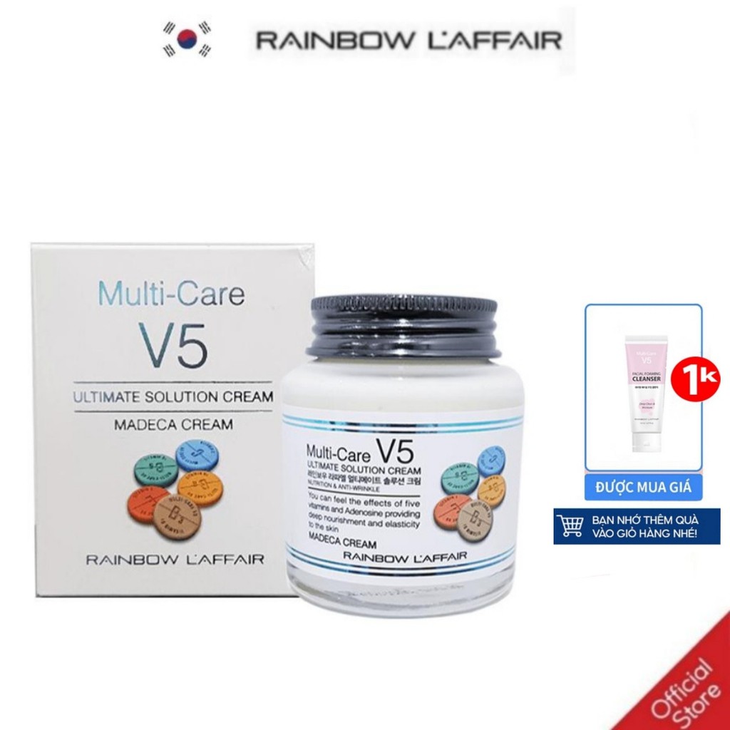 Kem dưỡng trắng, ngừa mụn, mờ thâm nám Rainbow L'affair Multi - care V5 Madeca 90 ml