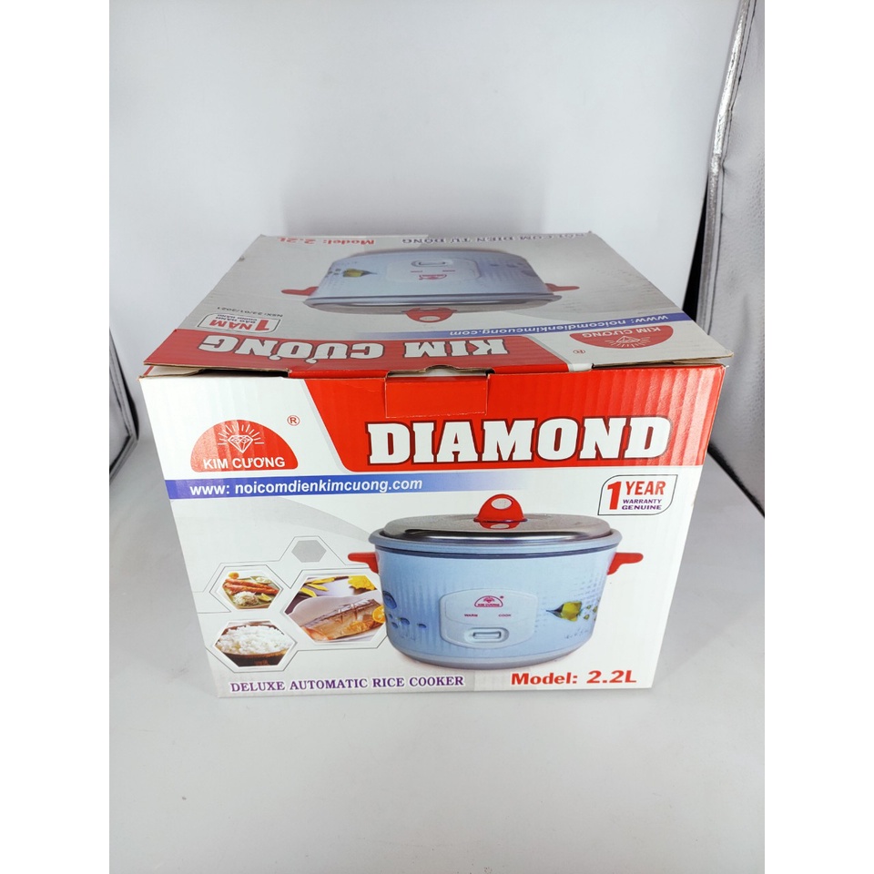 Nồi cơm điện Kim Cương nắp rời 0.6Lit,1.2Lit,1.5Lit, 1.8Lit, 2.2Lit, 2.8Lit- Hàng chính hãng - Bảo hành 12 tháng