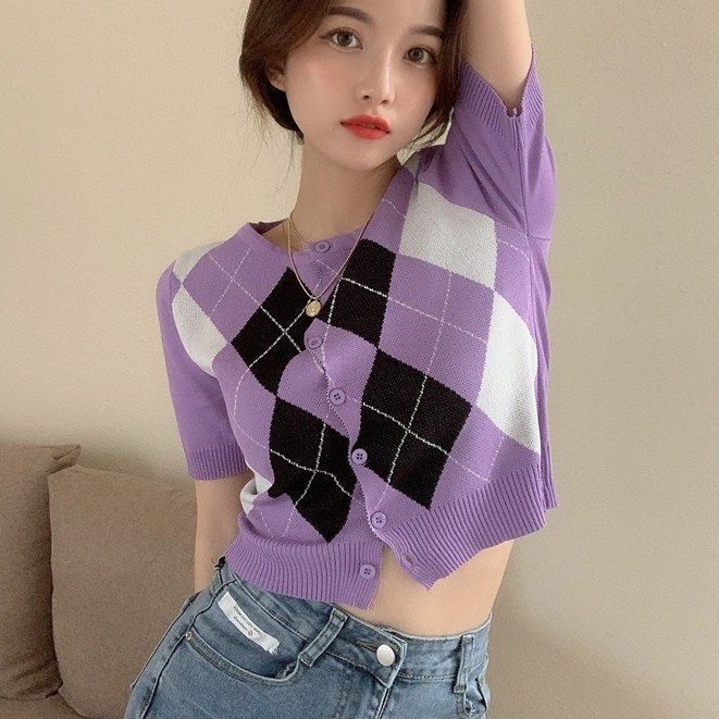 Áo Cardigan Dệt Kim Tay Lửng Dáng Ôm Dễ Phối Đồ Thời Trang Cho Nữ
